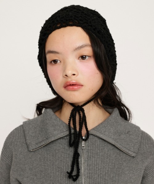 SLY（スライ）の「CROCHET KNIT HAT クロシェ ニット ハット（ハット・レディース・アイボリー/ブラック・FREE）」の16枚目の写真
