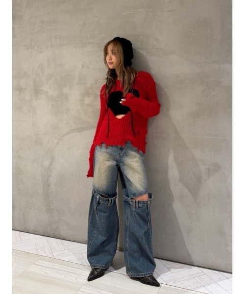 SLY（スライ）の「CROCHET KNIT HAT クロシェ ニット ハット（ハット・レディース・アイボリー/ブラック・FREE）」の19枚目の写真