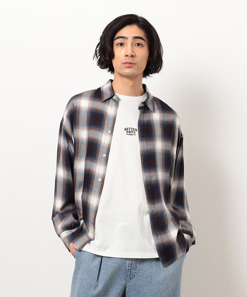 Purple&Yellow（パープルアンドイエロー）の「オンブレーチェックシャツ（シャツ/ブラウス・メンズ・ダークブラウン/ブラック・SMALL/MEDIUM/LARGE）」の13枚目の写真