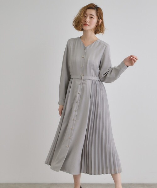 grove(グローブ)の「サイドプリーツシャツワンピース(ワンピース・レディース・ネイビー/ライトグレー/グリーン系・02/03/01/04/05)」の1枚目の写真