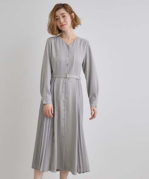 grove(グローブ)の「サイドプリーツシャツワンピース(ワンピース・レディース・ネイビー/ライトグレー/グリーン系・02/03/01/04/05)」の4枚目の写真