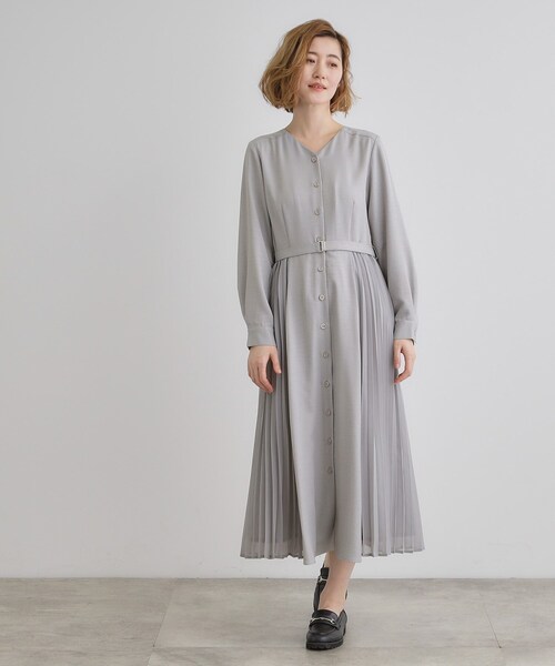 grove(グローブ)の「サイドプリーツシャツワンピース(ワンピース・レディース・ネイビー/ライトグレー/グリーン系・02/03/01/04/05)」の5枚目の写真