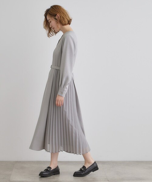grove(グローブ)の「サイドプリーツシャツワンピース(ワンピース・レディース・ネイビー/ライトグレー/グリーン系・02/03/01/04/05)」の6枚目の写真