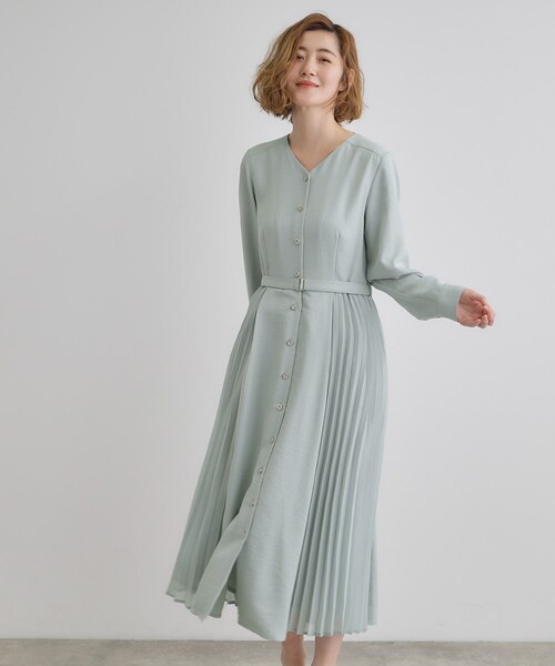 grove(グローブ)の「サイドプリーツシャツワンピース(ワンピース・レディース・ネイビー/ライトグレー/グリーン系・02/03/01/04/05)」の8枚目の写真