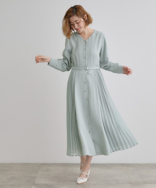 grove(グローブ)の「サイドプリーツシャツワンピース(ワンピース・レディース・ネイビー/ライトグレー/グリーン系・02/03/01/04/05)」の10枚目の写真