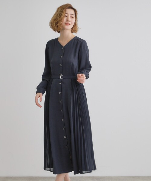 grove(グローブ)の「サイドプリーツシャツワンピース(ワンピース・レディース・ネイビー/ライトグレー/グリーン系・02/03/01/04/05)」の12枚目の写真