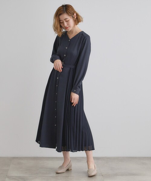 grove(グローブ)の「サイドプリーツシャツワンピース(ワンピース・レディース・ネイビー/ライトグレー/グリーン系・02/03/01/04/05)」の14枚目の写真