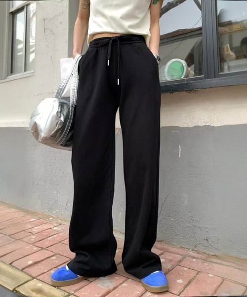 DECADE CLASSIC(ディケイド クラシック)の「【DECADE CLASSIC】ハイウエストワイドパンツ(スウェットパンツ・レディース・ブラック/グレー/ネイビー/ライトグレー/ワインレッド・MEDIUM/LARGE)」の2枚目の写真