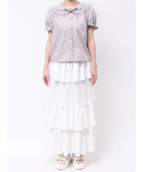 merry jenny（メリージェニー）の「チュールパフブラウス（シャツ/ブラウス・レディース・ブラック/オフホワイト/グレー・FREE）」の11枚目の写真