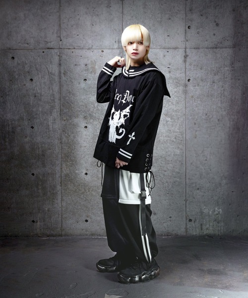 ☆韓国の人気☆【AMI】☆Oragnic Cotton Jersey Tシャツ☆ Amilige（アミリージュ）の「DEEP DOPEセーラーロングTシャツ（T