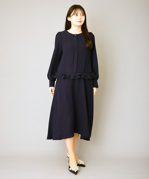 Ranerrh(ラネリ)の「【NAVY】フリルデザインセレモニーフォーマルワンピース【結婚式・入卒式・お受験】【オケージョン】【真夏以外着用可】【パール釦付】(ワンピース・レディース・ネイビー・38)」の9枚目の写真