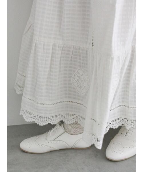 TSUHARU by Samansa Mos2(ツハルバイサマンサモスモス)の「パーツレース刺繍スカート(スカート・レディース・オフホワイト/チャコールグレー/ミント・F)」の9枚目の写真