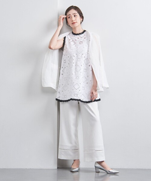 セール】クロッシー エンブロイダリー ノースリーブニット