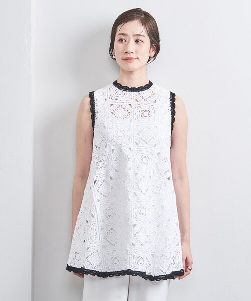 お値下げ中‼️ユナイテッドアローズクロッシー エンブロイダリー ノースリーブニット UNITED ARROWS｜クロッシー エンブロイダリー ノースリーブ