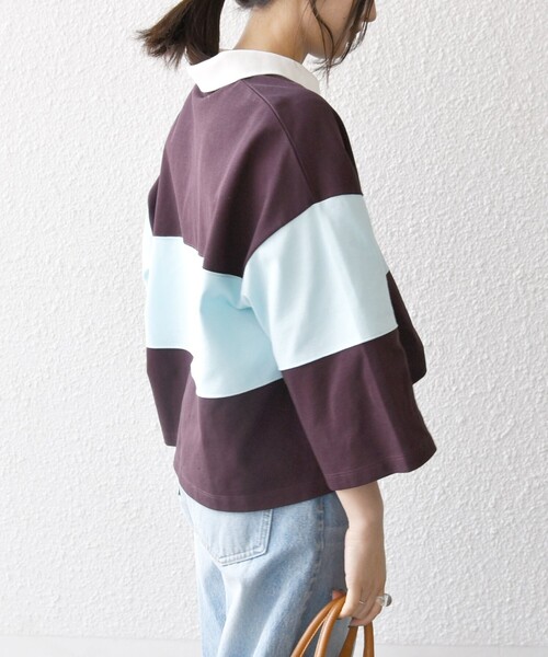 SHIPS for women / シップスウィメン SHIPS any:〈洗濯機可能〉カノコ ワイドボーダー クロップド ポロシャツ SHIPS any ポロシャツ ポロ any:「洗濯機可能」カノコ ワイド
