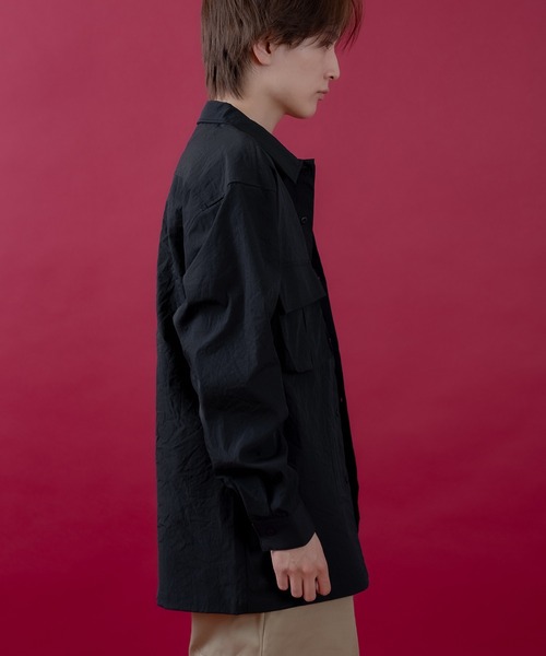 SIDEWAY STANCE（サイドウェイスタンス）の「【SIDEWAY STANCE】ポリワッシャー 長袖 ワークシャツ（シャツ/ブラウス・メンズ・ブラック/ネイビー/カーキ・SMALL/X-LARGE/LARGE/MEDIUM）」の15枚目の写真