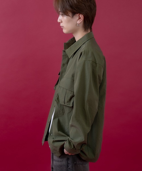 SIDEWAY STANCE（サイドウェイスタンス）の「【SIDEWAY STANCE】ポリワッシャー 長袖 ワークシャツ（シャツ/ブラウス・メンズ・ブラック/ネイビー/カーキ・SMALL/X-LARGE/LARGE/MEDIUM）」の10枚目の写真