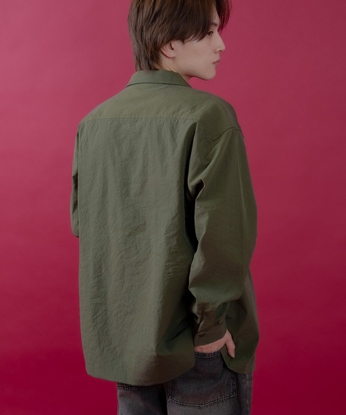 SIDEWAY STANCE（サイドウェイスタンス）の「【SIDEWAY STANCE】ポリワッシャー 長袖 ワークシャツ（シャツ/ブラウス・メンズ・ブラック/ネイビー/カーキ・SMALL/X-LARGE/LARGE/MEDIUM）」の11枚目の写真