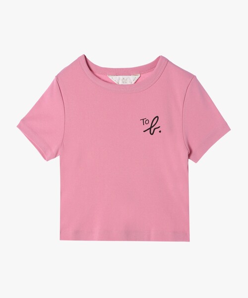 To b. by agnes b.(トゥービーバイアニエスベー)の「"To b."ロゴ コットン 半袖 クロップド Tシャツ(Tシャツ/カットソー・レディース・ピンク・40/38)」の2枚目の写真