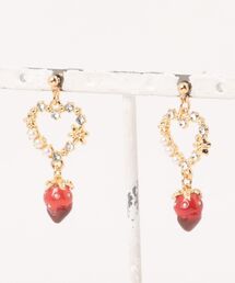 【charme by pimo 】いちご ガラス 花　ハート　ピアス(MA)