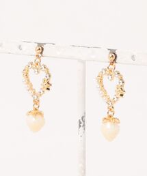 【charme by pimo 】いちご ガラス 花 ハート ピアス(MA)