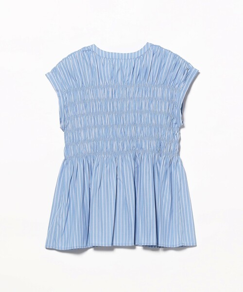 Ray BEAMS（レイビームス）の「ストライプ シャーリング フレンチスリーブ ブラウス [洗える]（シャツ/ブラウス・レディース・ブルー系その他2/ベージュ・ONE SIZE）」の10枚目の写真