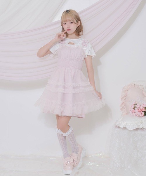 Honey Cinnamon(ハニーシナモン)の「プチリボンチュールミニジャンスカ(ジャンパースカート・レディース・ブラック/ピンク・FREE)」の18枚目の写真