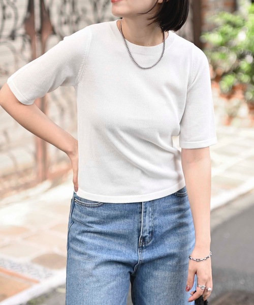 【新品未使用】Bibiy. 半袖サマーニット ホワイト Bibiy ビビィ '25 B SUMMER KNIT 半袖 ニット トップス｜Yahoo