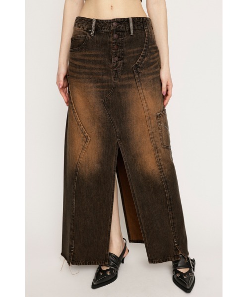 MOUSSY REMAKE MAXI DENIM ダメージ スカート セール】L/W