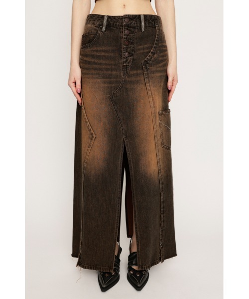 SLY(スライ)の「L/W REMAKE MAXI DENIM SK ローウエスト リメイク マキシ デニムスカート(デニムスカート・レディース・ブラウン・0/1)」の4枚目の写真