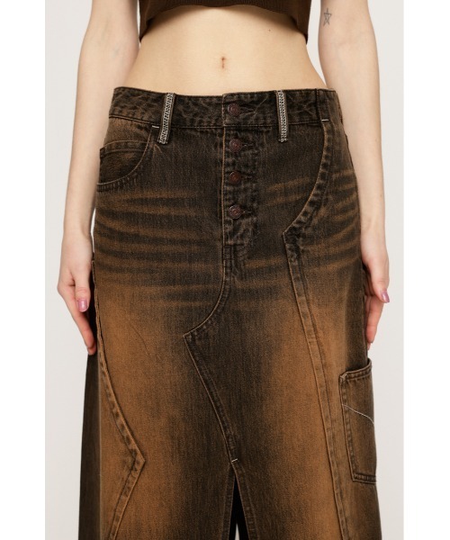 SLY(スライ)の「L/W REMAKE MAXI DENIM SK ローウエスト リメイク マキシ デニムスカート(デニムスカート・レディース・ブラウン・0/1)」の9枚目の写真