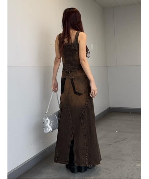 SLY(スライ)の「L/W REMAKE MAXI DENIM SK ローウエスト リメイク マキシ デニムスカート(デニムスカート・レディース・ブラウン・0/1)」の14枚目の写真