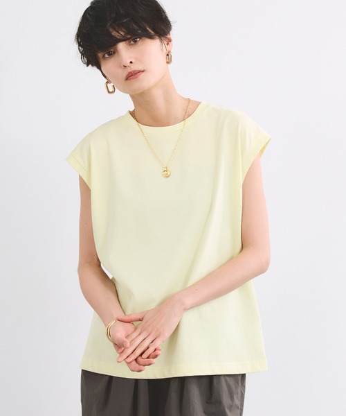BARNYARDSTORM（バンヤードストーム）の「BARNYARDSTORM / GIZAコットンノースリプルオーバー【汗染み軽減】（Tシャツ/カットソー・レディース・ホワイト/ブラウン/ピンク/ベージュ/チャコールグレー/セージグリーン/ブラック/イエロー・S/M）」の7枚目の写真