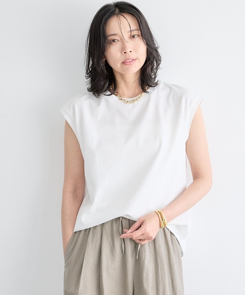 BARNYARDSTORM(バンヤードストーム)の「BARNYARDSTORM / GIZAコットンノースリプルオーバー【汗染み軽減】(Tシャツ/カットソー・レディース・ホワイト/ブラウン/ピンク/ベージュ/チャコールグレー・S/M)」の18枚目の写真