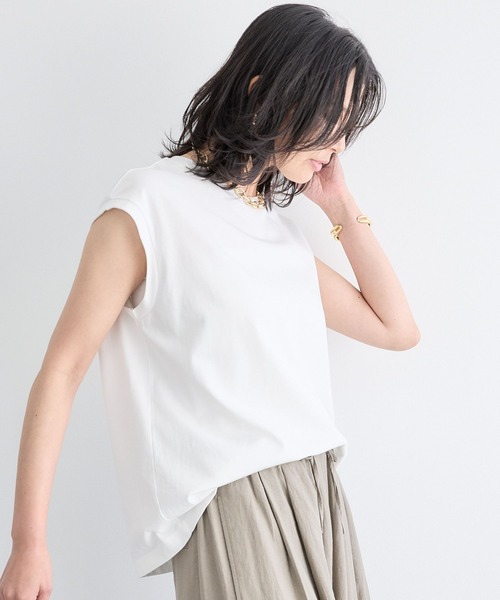 BARNYARDSTORM(バンヤードストーム)の「BARNYARDSTORM / GIZAコットンノースリプルオーバー【汗染み軽減】(Tシャツ/カットソー・レディース・ホワイト/ブラウン/ピンク/ベージュ/チャコールグレー・S/M)」の19枚目の写真