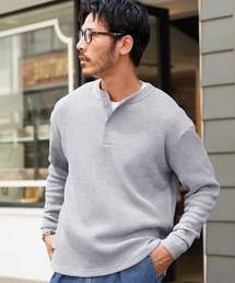 メンズのTシャツ/カットソー（グレー/灰色系・ヘンリーネック