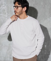 JIGGYS SHOP(ジギーズショップ)のワッフル編み サーマル ヘンリーネック ロンT カットソー(Tシャツ/カットソー)