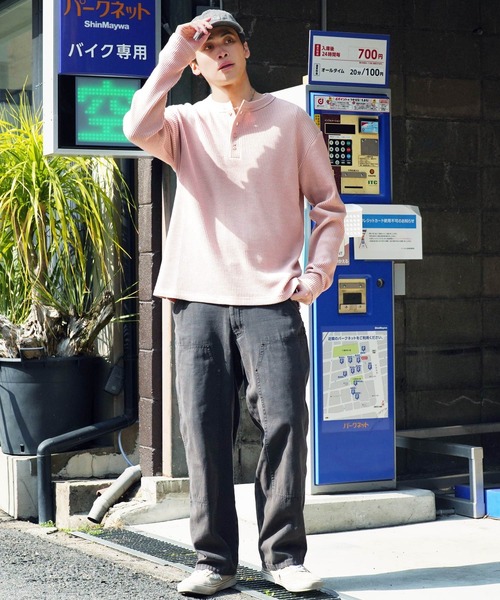 jiggys shop(ジギーズショップ)の「ワッフル編み サーマル ヘンリーネック ロンT カットソー(Tシャツ/カットソー・メンズ・アイボリー/ピンク系その他/ブラック/ホワイト/チャコールグレー/ブラウン系その他/グレー・MEDIUM/LARGE/X-LARGE)」の17枚目の写真