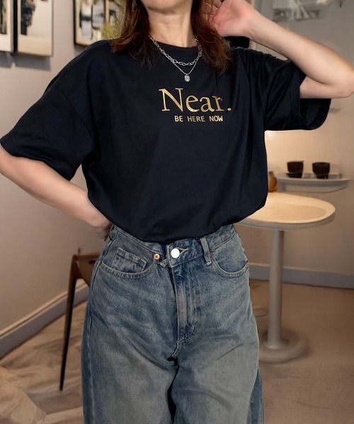 セール】箔 ラメ シルバー ロゴ ソフト コットン 半袖 Tシャツ