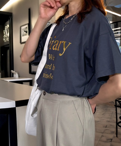 シルバーラメプリントクロップド丈半袖Tシャツ（Tシャツ