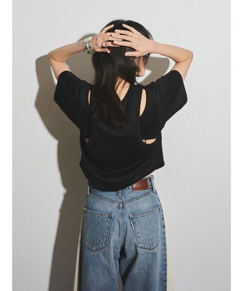 Ungrid（アングリッド）の「【Htage】バックデザインリンガーTee（Tシャツ/カットソー・レディース・ブラック/オフホワイト/ネイビー・FREE）」の13枚目の写真