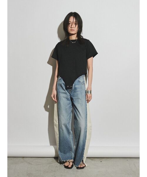 Ungrid（アングリッド）の「【Htage】バックデザインリンガーTee（Tシャツ/カットソー・レディース・ブラック/オフホワイト/ネイビー・FREE）」の15枚目の写真