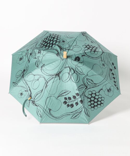 utatane（ウタタネ）の「utatane×Kuovi 日傘 完全遮光100％ 晴雨兼用 北欧色シャンブレー/果樹園 オーチャード（ORCHARD）総柄 バンブーハンドル（長傘・レディース・イエロー/グリーン/レッド/ワイン/スモークピンク・FREE）」の11枚目の写真