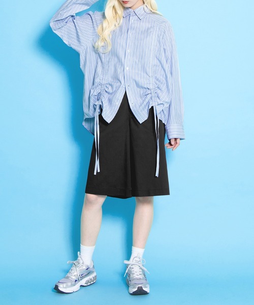 PUNYUS(プニュズ)の「ドロストストライプシャツ(シャツ/ブラウス・レディース・ブラウン/ピンク/ブルー・1/2/3/4)」の7枚目の写真