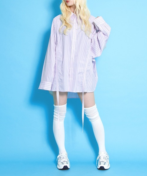 PUNYUS(プニュズ)の「ドロストストライプシャツ(シャツ/ブラウス・レディース・ブラウン/ピンク/ブルー・1/2/3/4)」の15枚目の写真