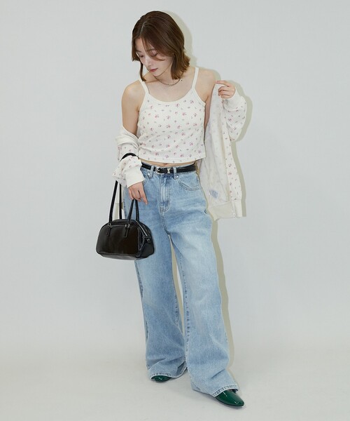 PUBLUX（パブリュクス）の「JEMORGAN/ジェーイーモーガン 花柄ワッフル カップ付 クロップドキャミソール　限定展開（キャミソール・レディース・ブルー/ピンク/パープル・ﾌﾘ-）」の11枚目の写真