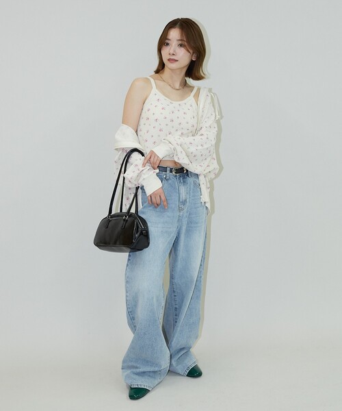 PUBLUX（パブリュクス）の「JEMORGAN/ジェーイーモーガン 花柄ワッフル カップ付 クロップドキャミソール　限定展開（キャミソール・レディース・ブルー/ピンク/パープル・ﾌﾘ-）」の13枚目の写真