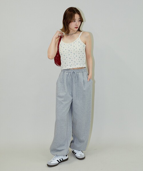 PUBLUX（パブリュクス）の「JEMORGAN/ジェーイーモーガン 花柄ワッフル カップ付 クロップドキャミソール　限定展開（キャミソール・レディース・ブルー/ピンク/パープル・ﾌﾘ-）」の22枚目の写真