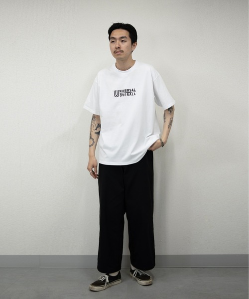 Tシャツ・カットソー IONSEOUL Universal sweatshirt BBJ228 UNIVERSAL OVERALL センターロゴTシャツ｜ナチュラル