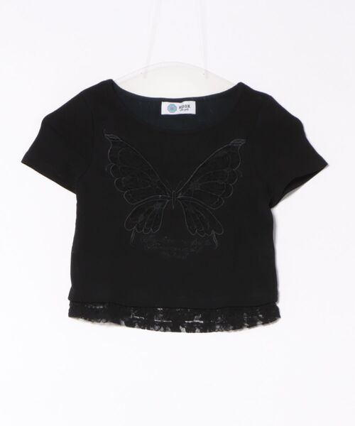 HOOK（フック）の「バタフライレースショートTシャツ (SS)（Tシャツ/カットソー・レディース・ブラック/ライトベージュ・SMALL/MEDIUM）」の19枚目の写真